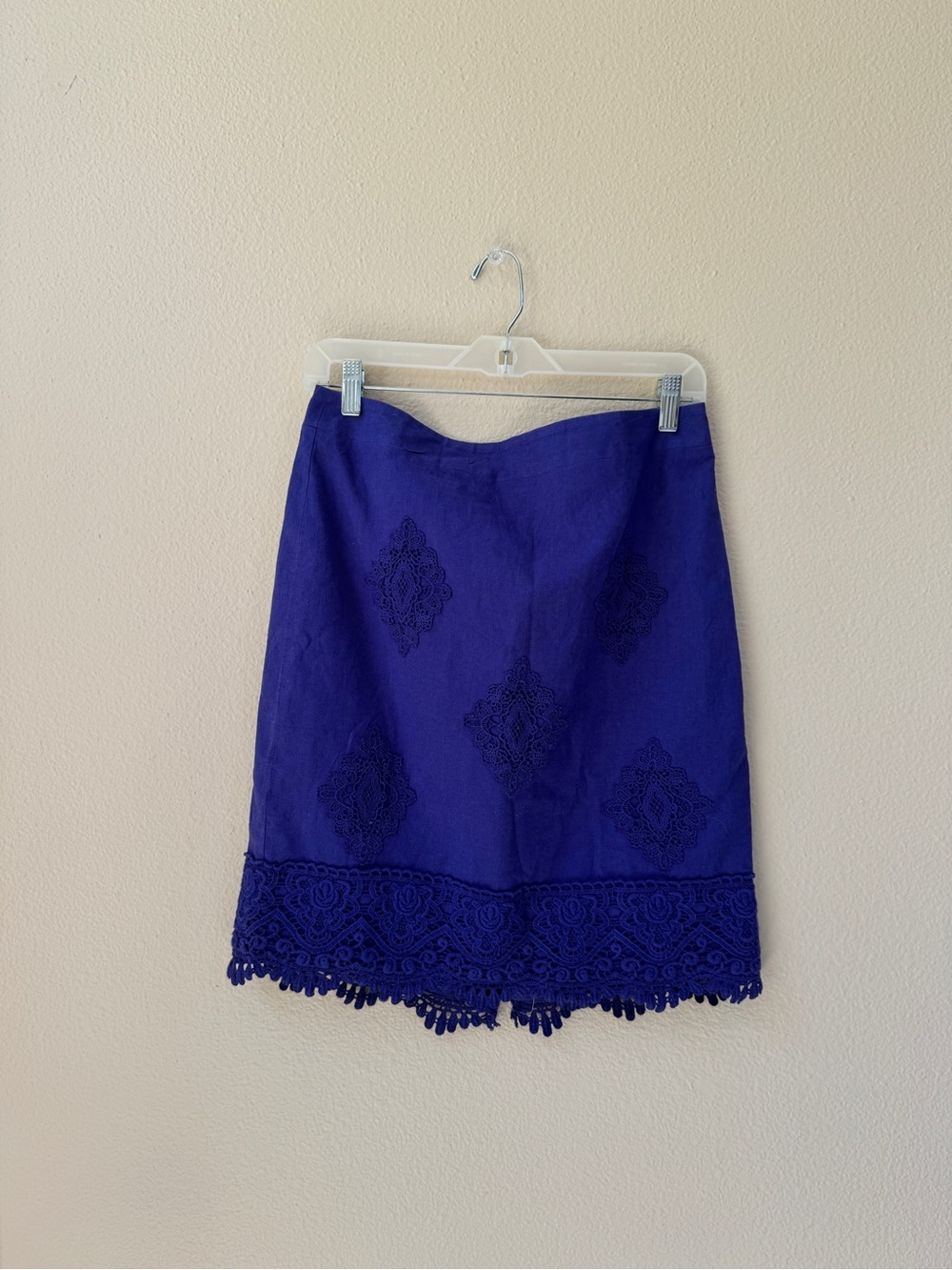 LOFT Royal Blue Embroidered Mini Skirt